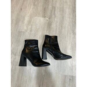 Forever 21 Black Square Toe Zip Up Ankle Booties Women's Size 9